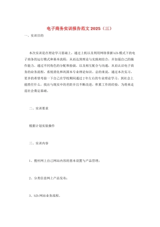 电子商务实训报告范文2025(三)
