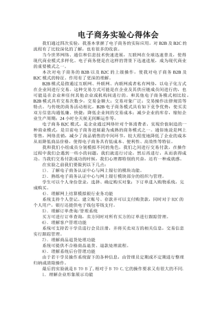 电子商务实验心得体会