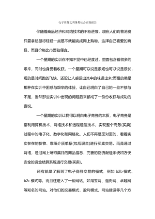 电子商务实训暑期社会实践报告