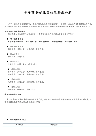 电子商务就业岗位及地要求分析报告报告材料