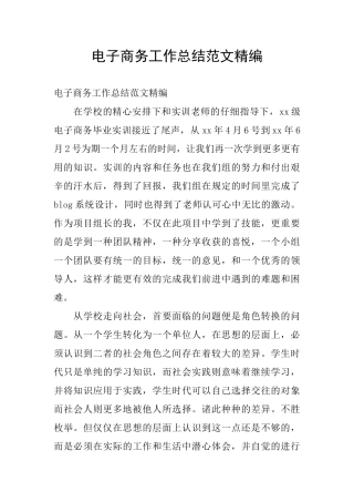 电子商务工作总结范文精编