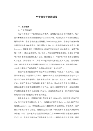 电子商务平台专题计划书