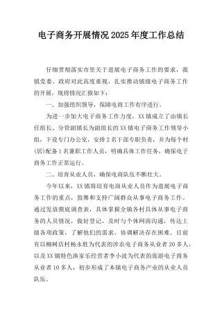 电子商务开展情况2025年度工作总结