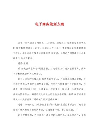 电子商务策划方案