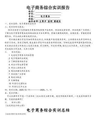 电子商务综合实训报告格式