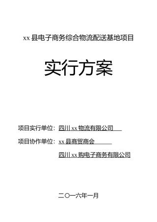 电子商务综合物流项目实施方案样本