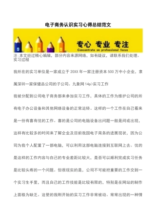 电子商务认识实习心得总结范文