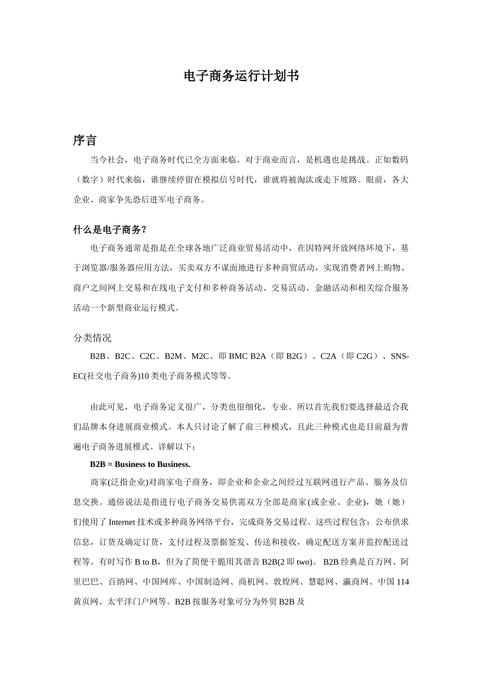 电子商务运营专题计划书_第1页