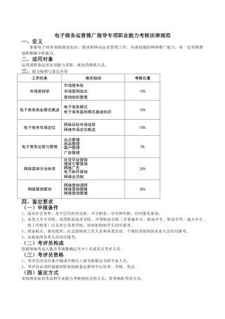 电子商务运营推广指导专项职业能力考核规范