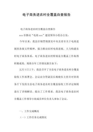 电子商务进农村全覆盖自查报告