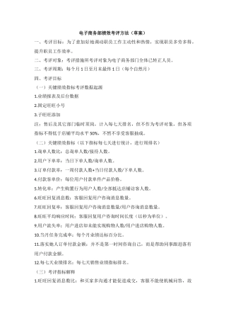 电子商务部绩效管理考核方法
