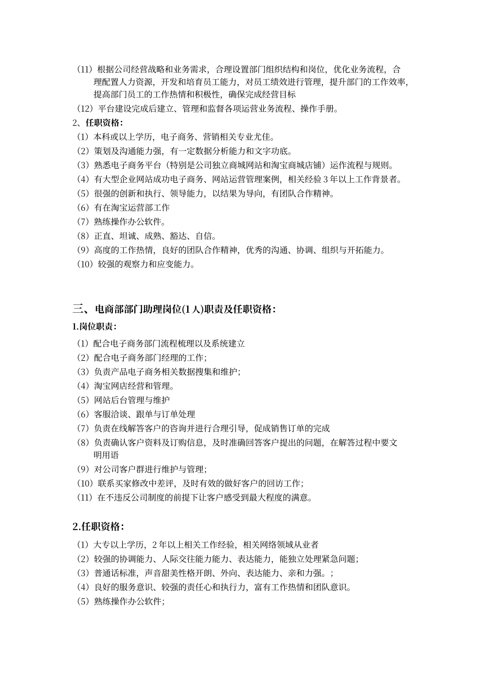 电子商务部门职责及各岗位职责、任职资格_第2页