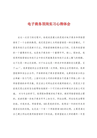 电子商务顶岗实习心得体会