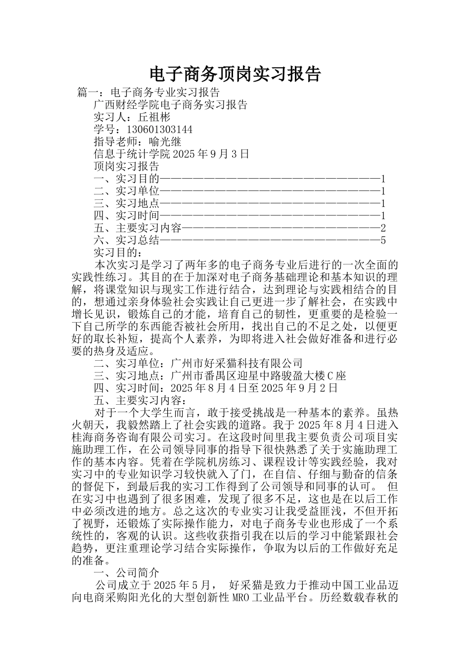 电子商务顶岗实习报告_第1页