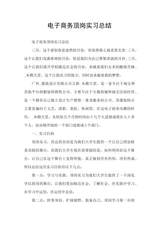 电子商务顶岗实习总结