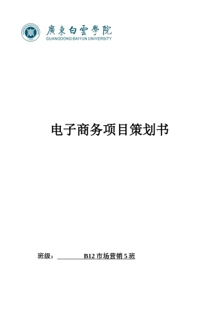 电子商务项目策划书样本