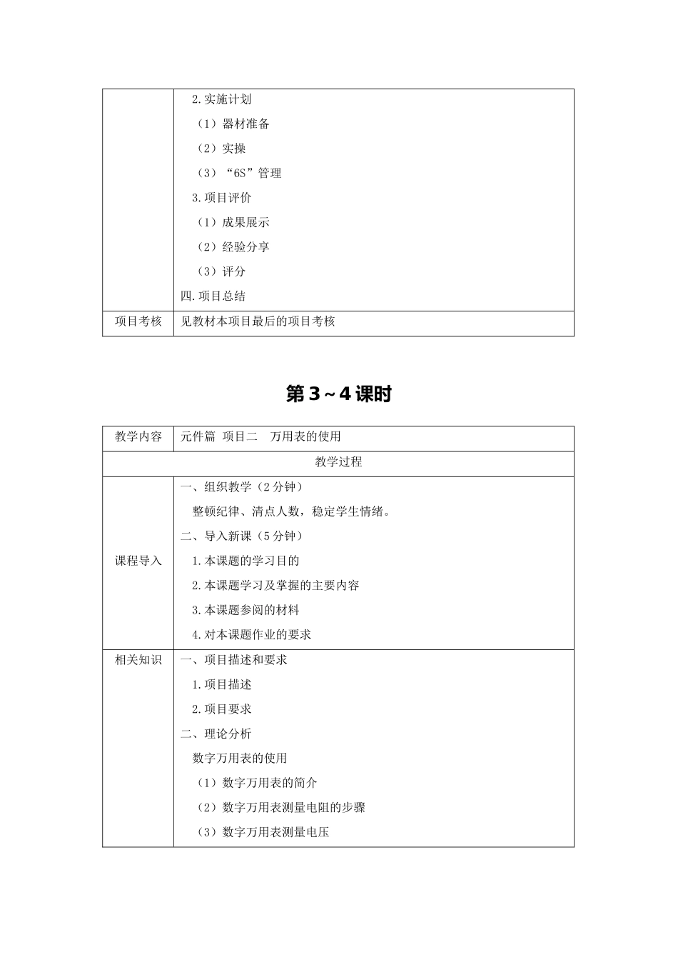 电子技能项目教程电子教案完整版授课教案整本书教案电子讲义_第2页