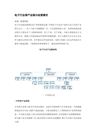 电子行业的产业链和经营模式
