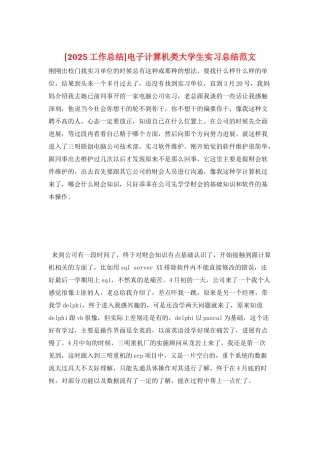 电子计算机类大学生实习总结范文