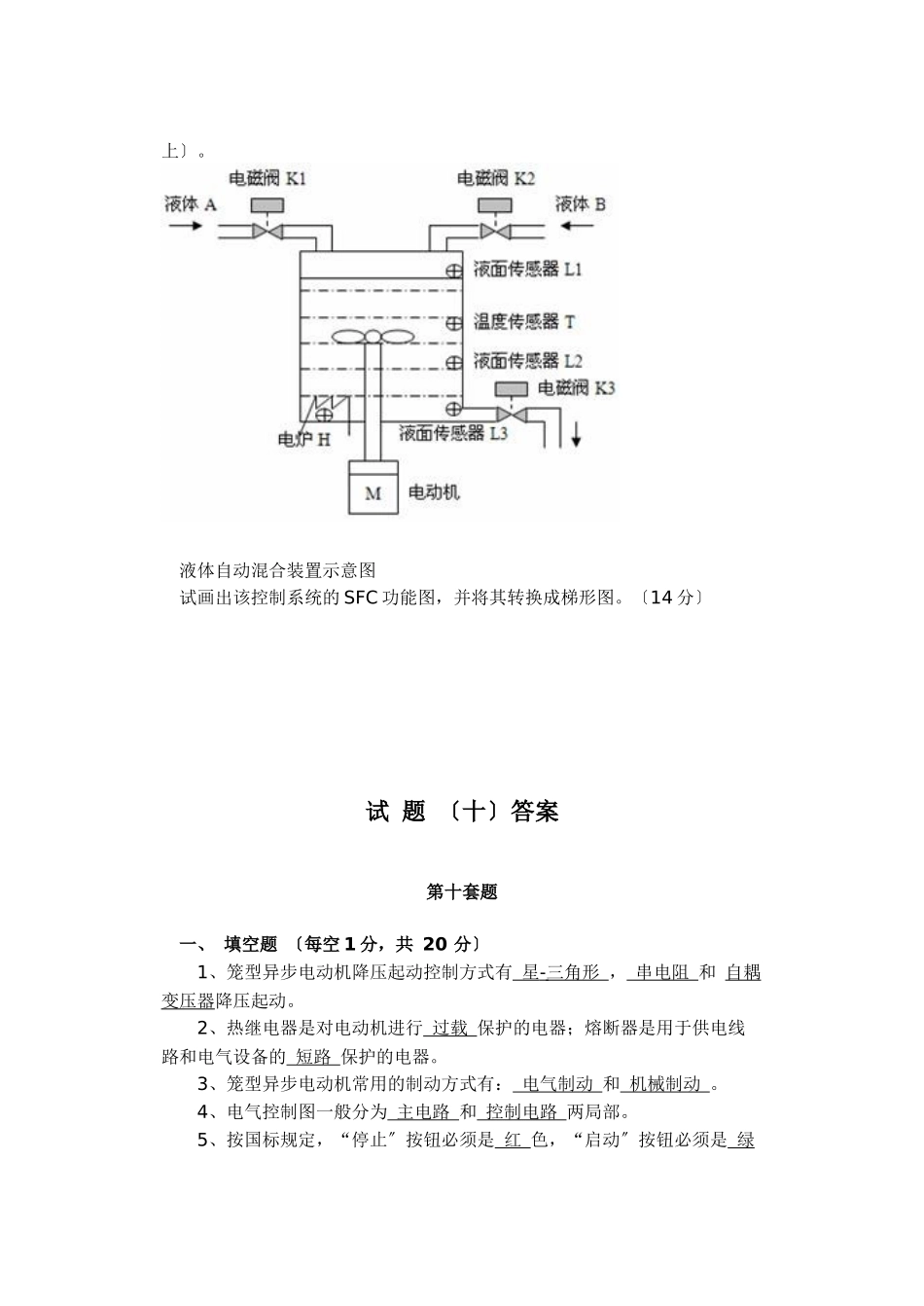 电气控制与PLC理论考试试卷10_第3页