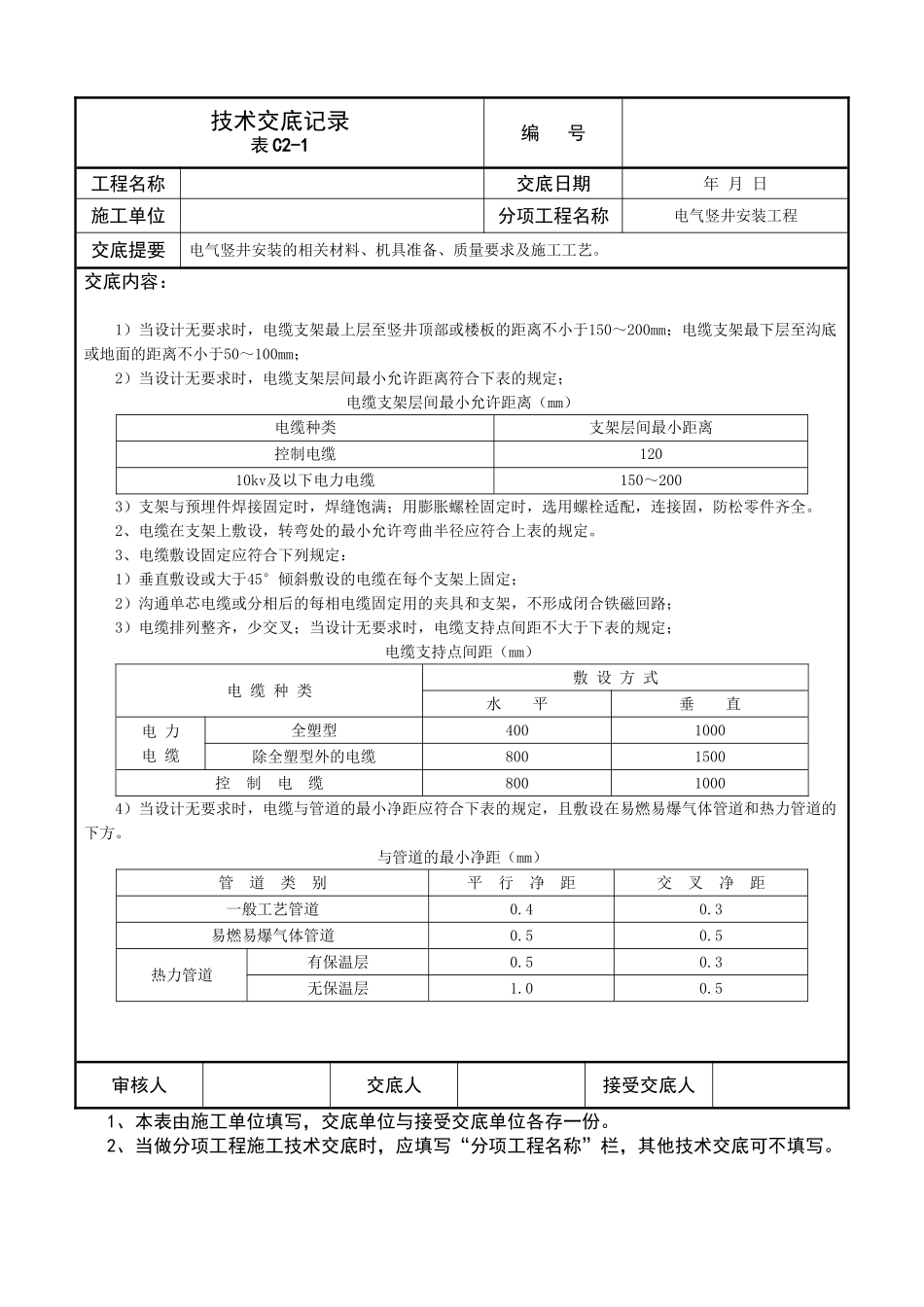 电气竖井安装工程技术交底记录_第2页