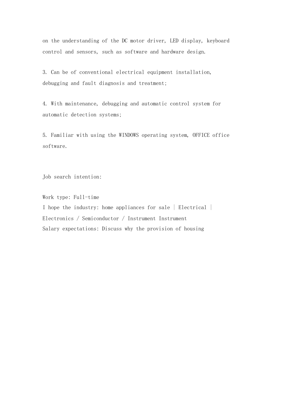 电气自动化专业英文简历范文_第3页