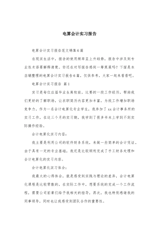 电算会计实习报告