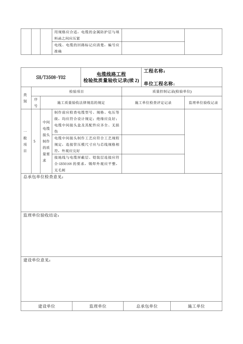 电缆线路工程检验批质量验收记录_第3页