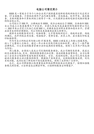 电脑公司情况简介