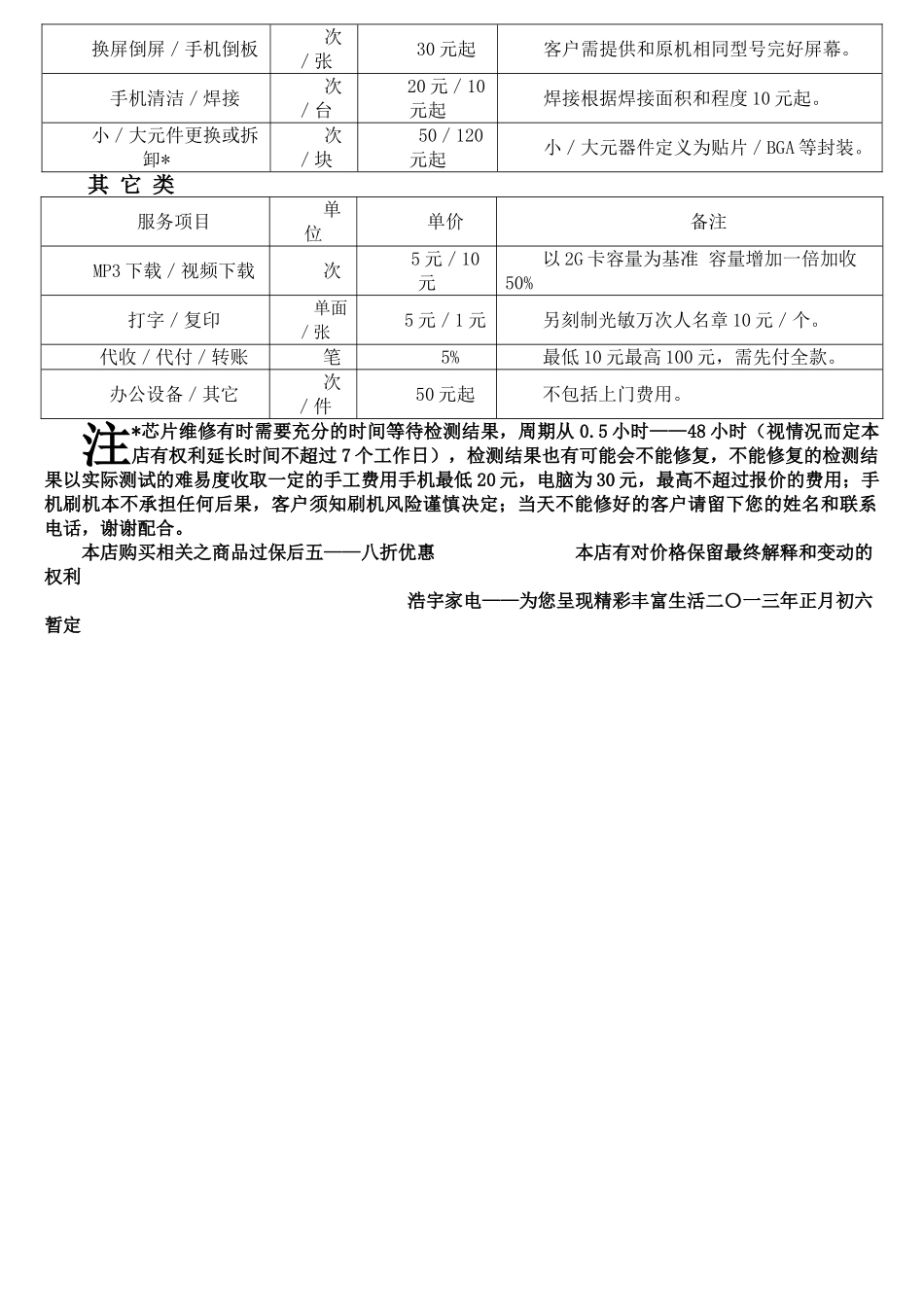 电脑维修价格表-_第2页