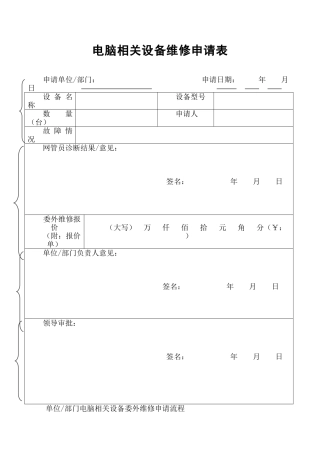 电脑设备维修申请表