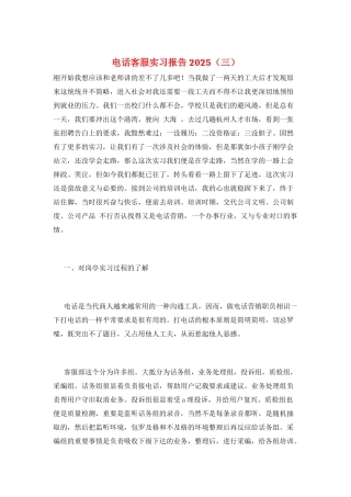 电话客服实习报告2025(三)