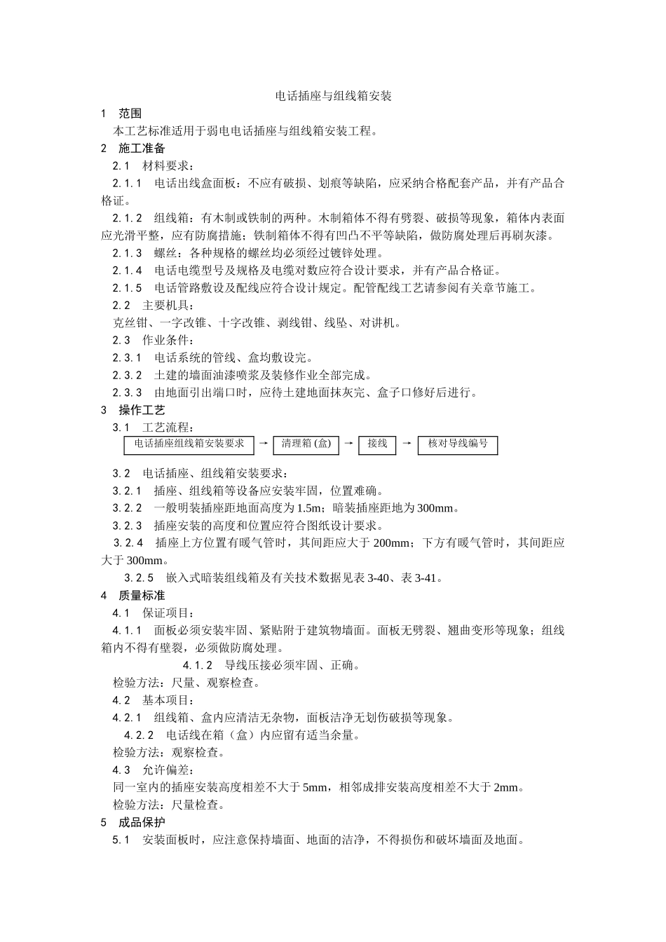 电话插座与组线箱安装工艺_第1页