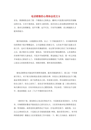 电话销售的心得体会范文5