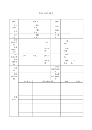 男性公民兵役登记表