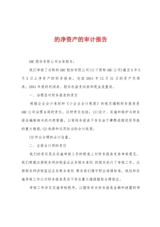 的净资产的审计报告