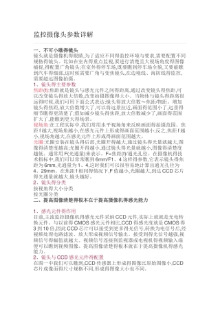 监控摄像头参数详解