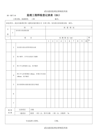 监理工程师检查记录表