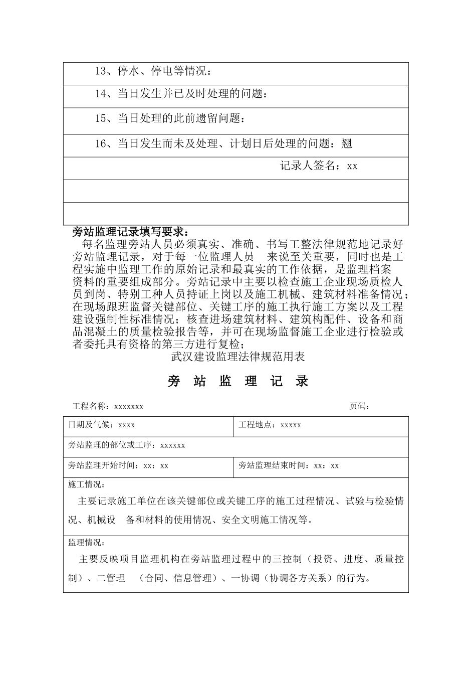 监理日志旁站记录填写要求_第2页