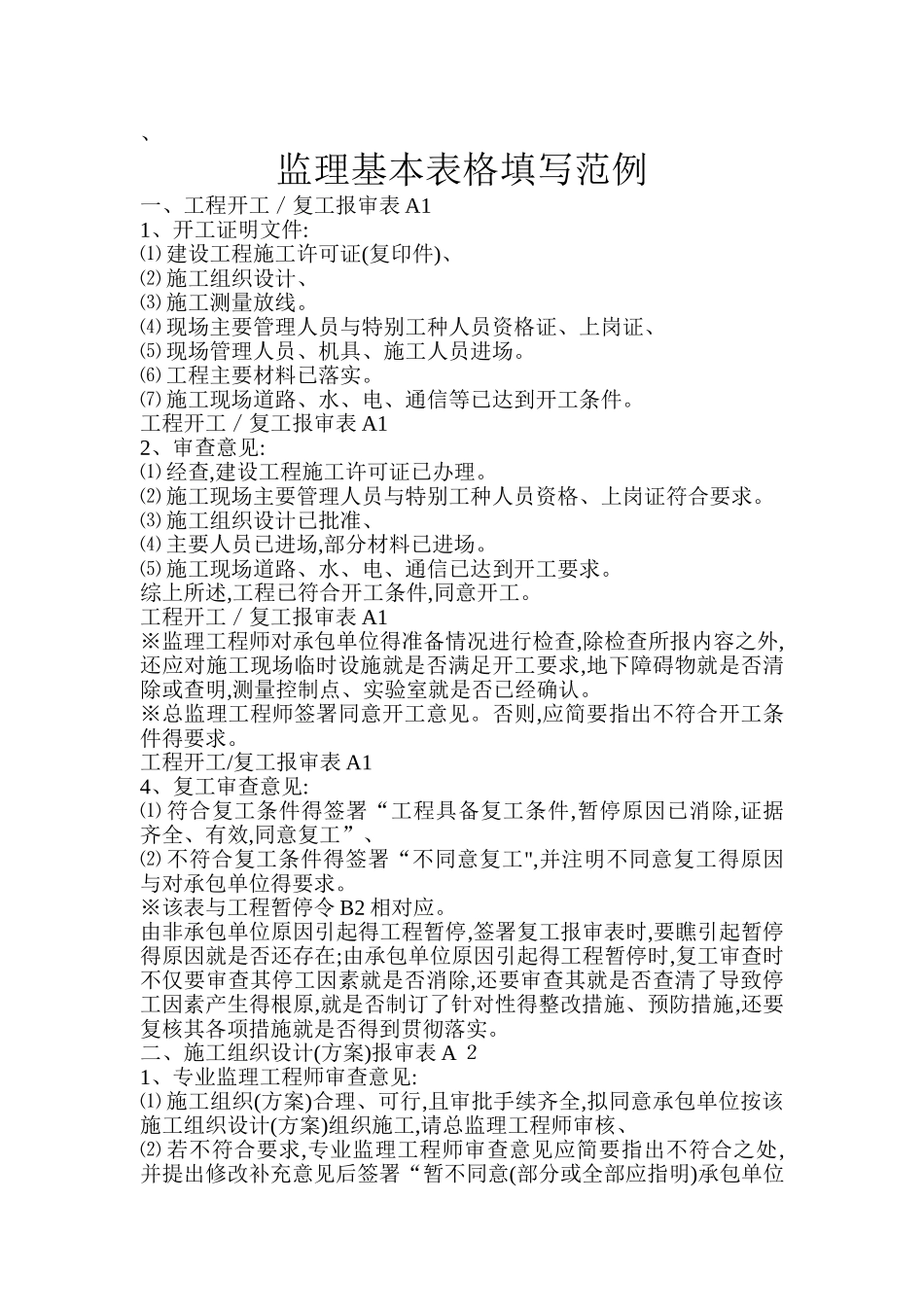 监理签字用语一览表_第1页