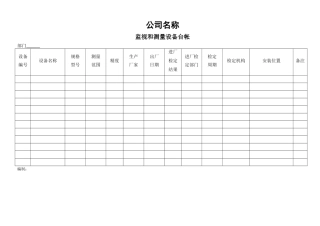 监视和测量设备台账