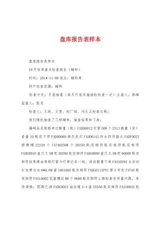 盘库报告表样本