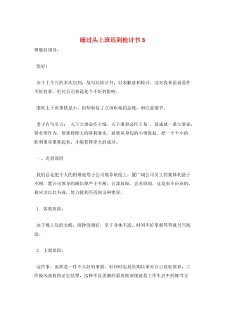 睡过头上班迟到检讨书3