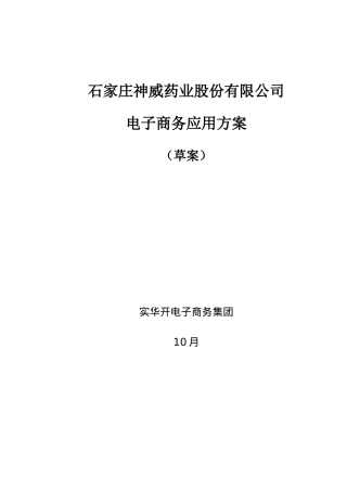 石家庄药业股份有限公司电子商务应用方案样本