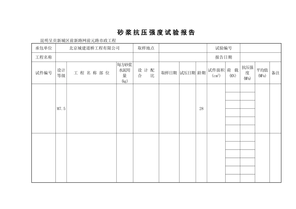 砂浆抗压强度试验报告_第1页