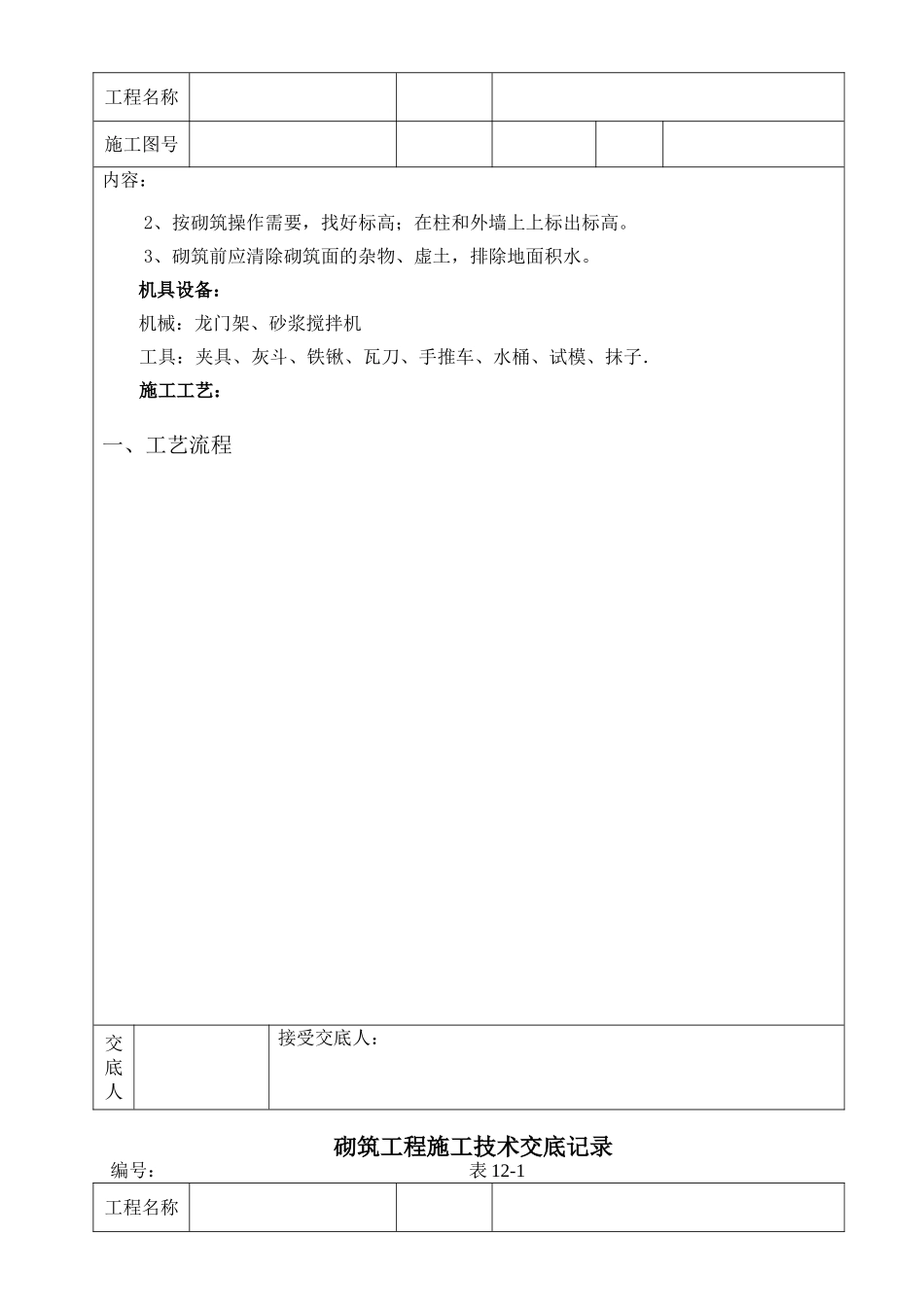 砌筑工程施工技术交底记录_第2页