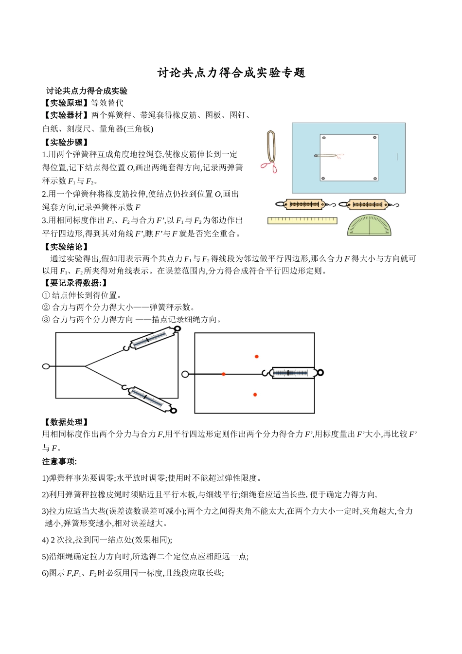 研究共点力的合成实验专题_第1页