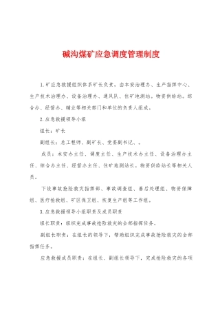 碱沟煤矿应急调度管理制度