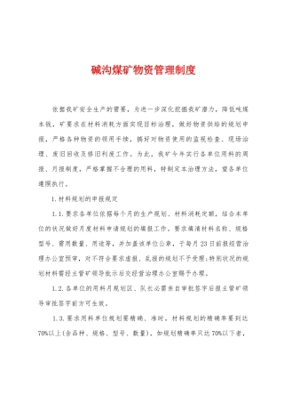 碱沟煤矿物资管理制度