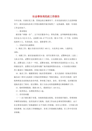 社会事务局民政工作报告